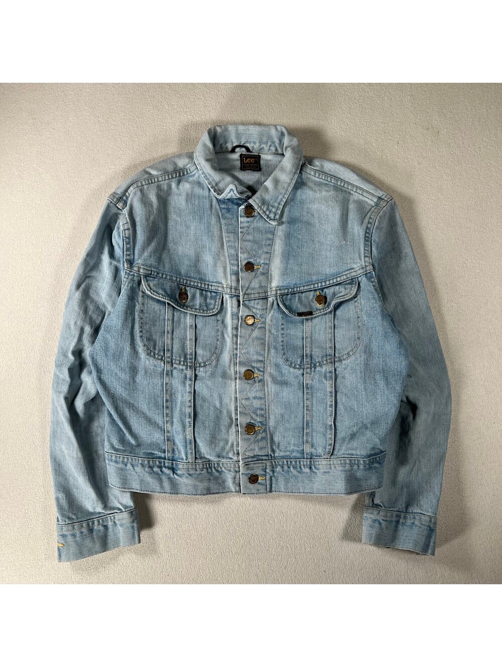 Vintage 80s Lee 101J Light Blue Denim Made in USA Jacket M